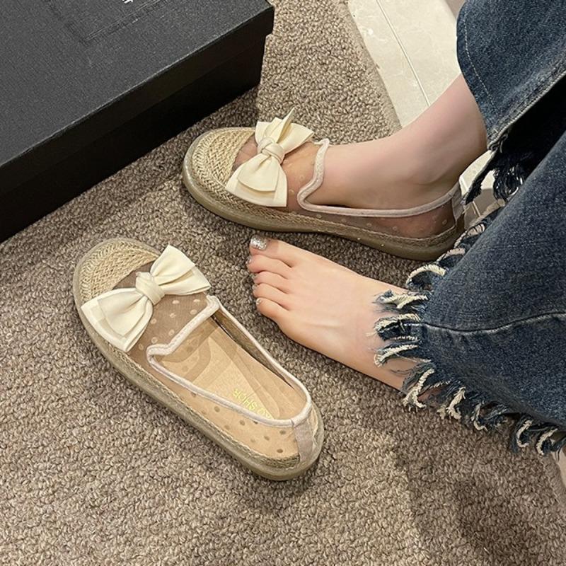 Fashion Bow Dot Design Fashion Casual Single Shoes Women's 2025 Summer New Mesh Breathable Comfortable Sandals Low Top Thick Soled Shoes