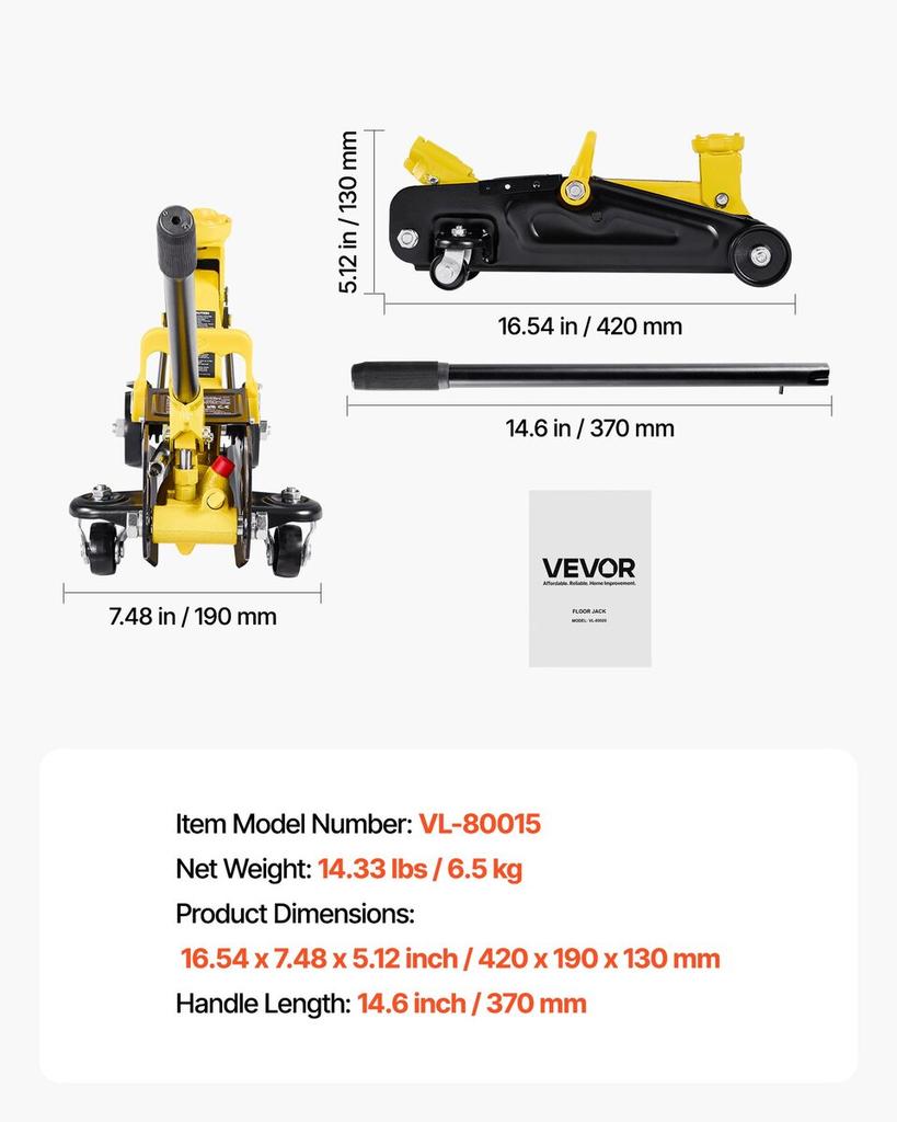 Low Profile Floor Jack, 1.5 Ton Capacity, Steel Racing Floor Jack with Single Piston Quick Lift Pump, Storage Case, Hydraulic Trolley Car Lift for