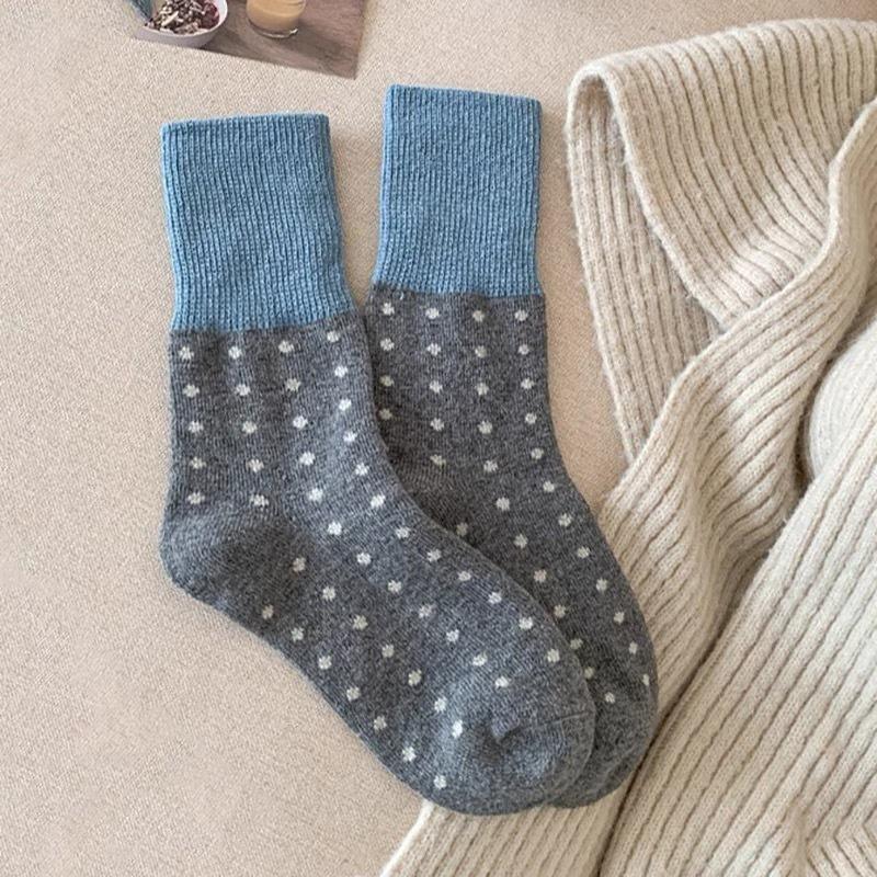 Grayish-blue Socks, Sweet Ribbons, Bows, Buttons, Autumn and Winter Piles of Socks