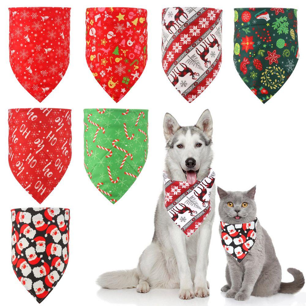 Christmas Printing Bibs Pet Costume Accessories Collar Dog Cat Pet Bandana Triangle Scarf