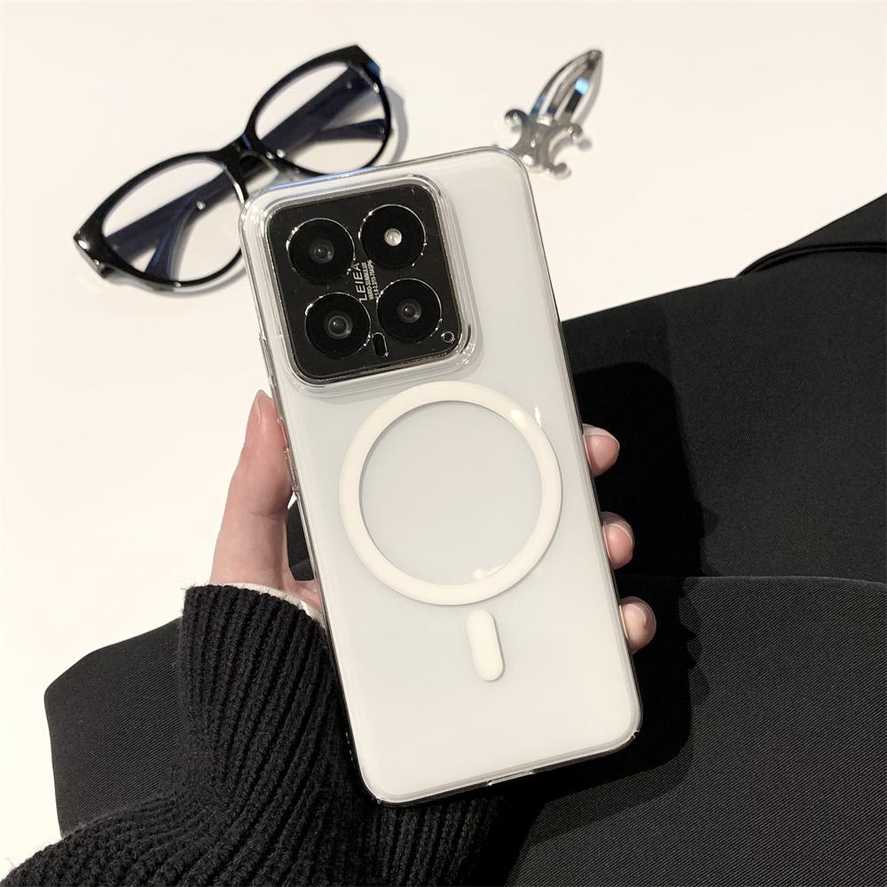 Прозрачный Жесткий ПК HD для Magsafe Магнитный Чехол для Телефона Для Xiaomi 14 Pro 14Pro Официальная Беспроводная Зарядка Кристальный Пластиковый Чехол