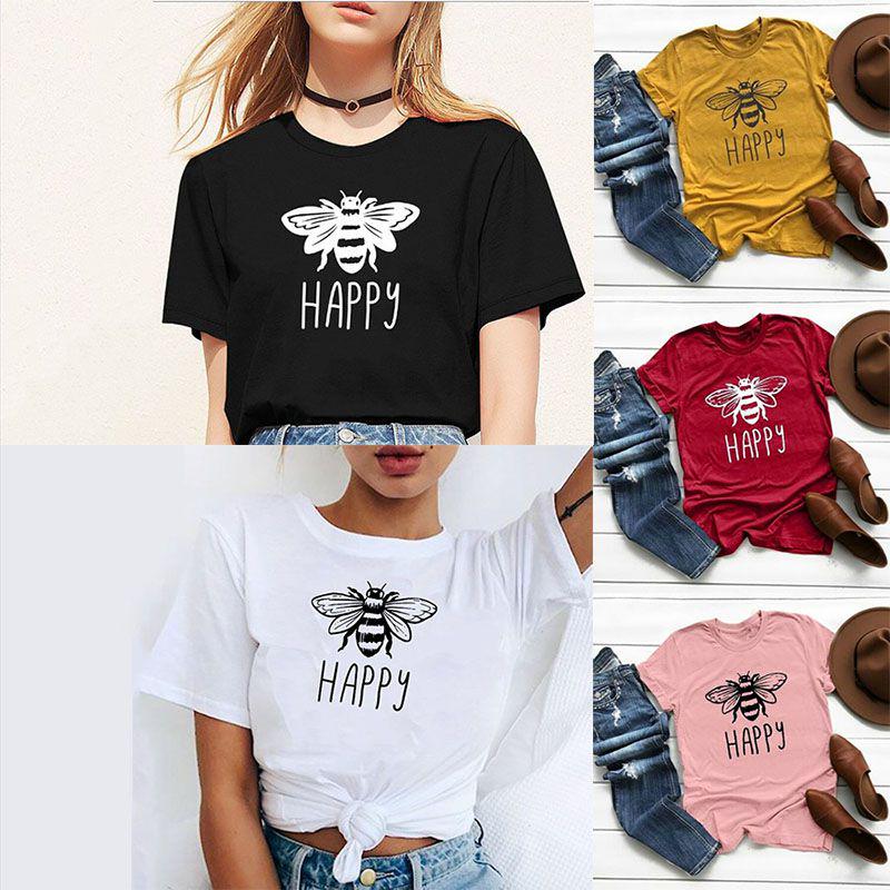 Women Graphic Bee Print T Shirts Cute Soft Loose Fit Summer Casual Tee Sizes S 5xl