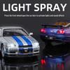 1:Игрушечная модель автомобиля 24 Alloy GTR R34 со звуком, светом, открывающимися дверями, управлением четырьмя колесами и инерционным механизмом