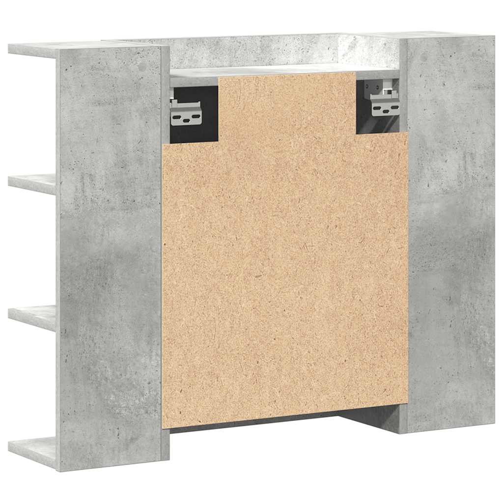 vidaXL Bad-Spiegelschrank Betongrau 80x20,5x64 cm Holzwerkstoff