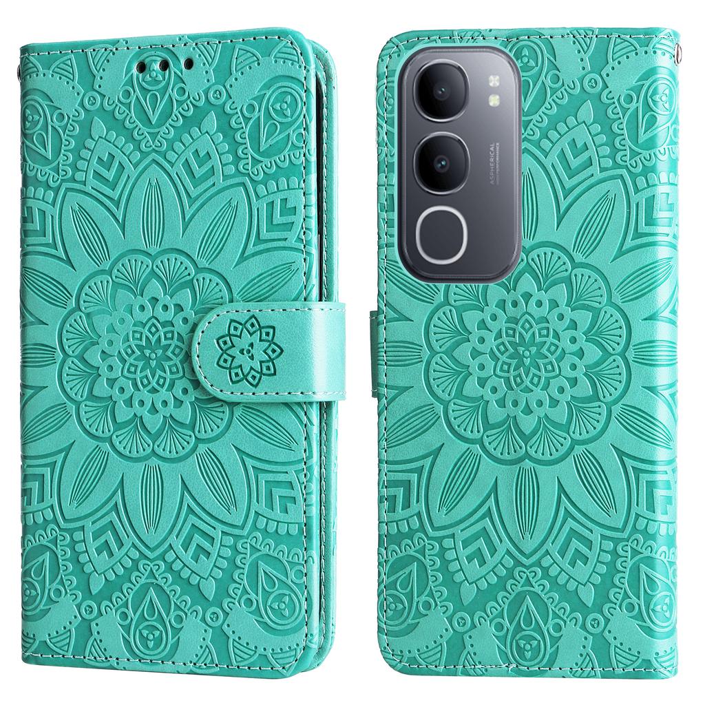 For vivo Y50 Case Sunflower Imprint Leather Wallet Phone Cover