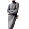 Semi-turtleneck Zipper Sweater Skirt Autumn and Winter New Lazy Long Loose Large Size Knitted Dress Women