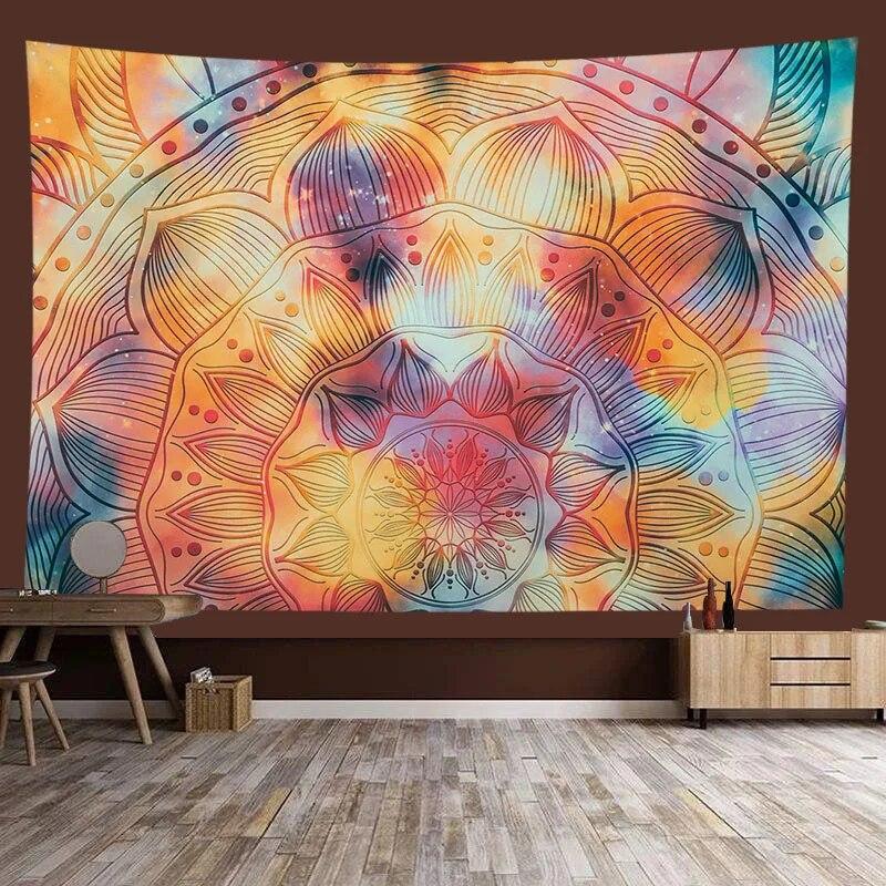 Mandala Floral Tapestry Bohemian Hippie Hanging Cloth Wall Art Decoration Background Cloth Room Living Room Home Decor