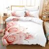 Flower Rose Pattern Print Quilt Cover Pillowcase 3D Digital Printing Three-Piece Set