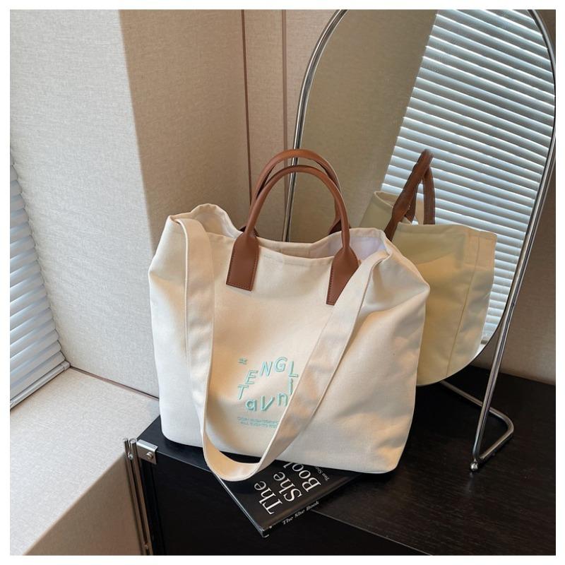 Canvas Bag Women's Large-capacity New Summer Versatile Casual Shoulder Messenger Bag College Student Tote Bag