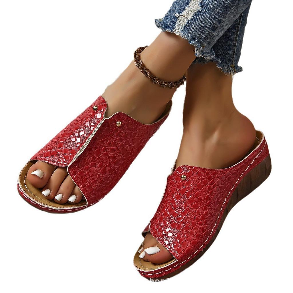 Новые летние уличные тапочки большого размера с толстой подошвой, женские сандалии с рисунком «рыбий рот», женские тапочки с крокодиловым узором