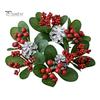 Christmas Candle Ring Artificial Pinecones Red Berries Candlestick Garland Realistic Xmas Wreath Candle Ring for Holiday Wedding Table Centerpiece
