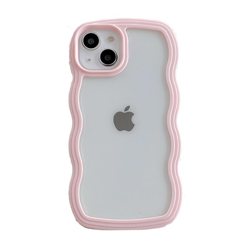 Милый прозрачный бампер с кудрявой волной для iPhone 13 11 12 14 15 16 Pro Max 17 Air XS XR Ударопрочный прозрачный мягкий эстетичный чехол