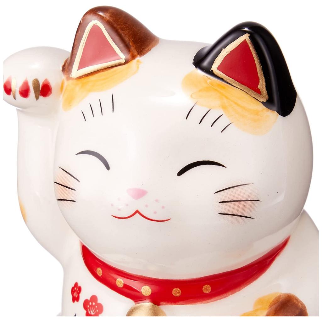Керамика Якуси, Красочная роспись, Богатство и Удача, Манеки-неко, Поднятая правая лапа, Размер 3, Высота примерно 9 см, 7843