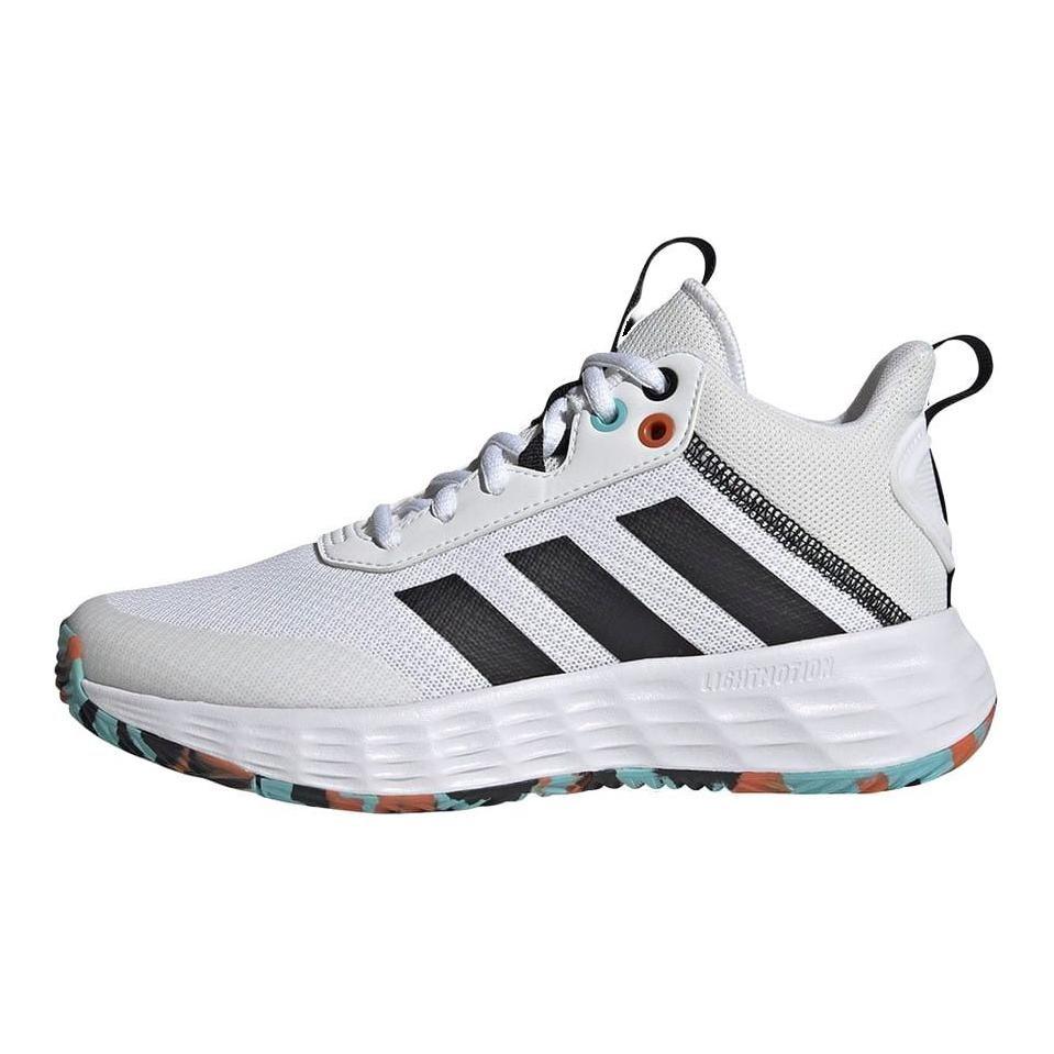 adidas OwnTheGame 2.0 Нескользящие Износостойкие Средневысокие Баскетбольные Кроссовки Бело-Черные Детские H01556