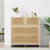 High-quality 4-drawer rattan cabinet with solid wood handles - Suitable for bedroom, living room, dining room, hallway - Dimensions: W80/H80/D38 cm