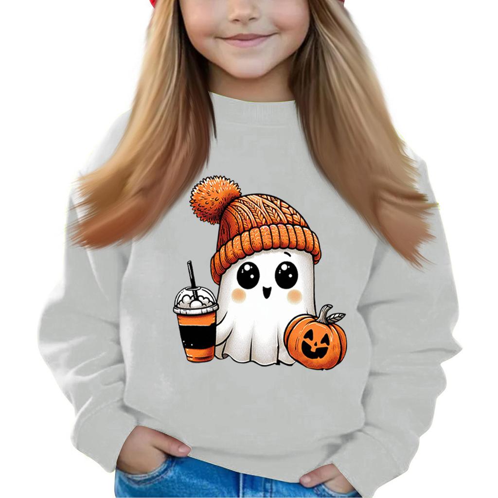 Halloween Day Girls Round Neck Pullovers For Kids Printed Baby Tops