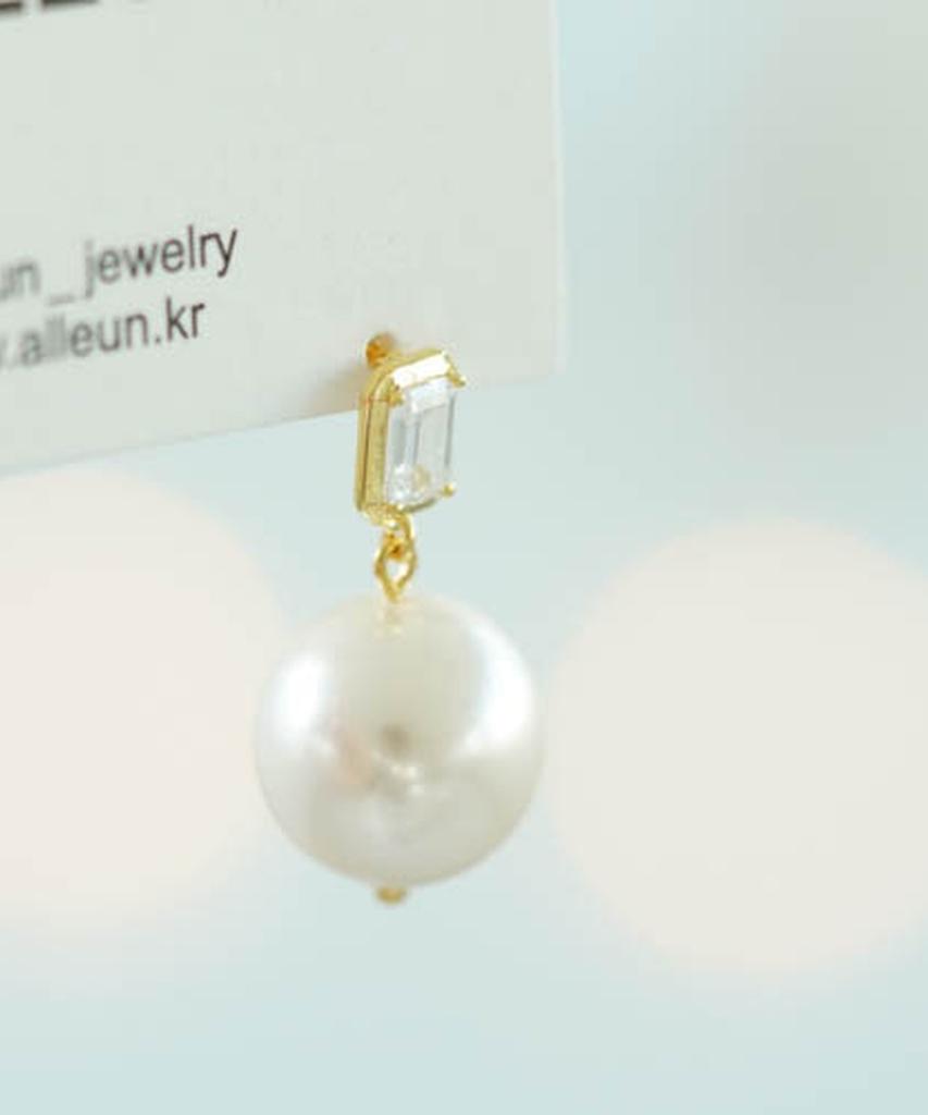 Серебряные серьги Alleun 925 пробы, кубический квадрат, массивный подвес, крупная жемчужина