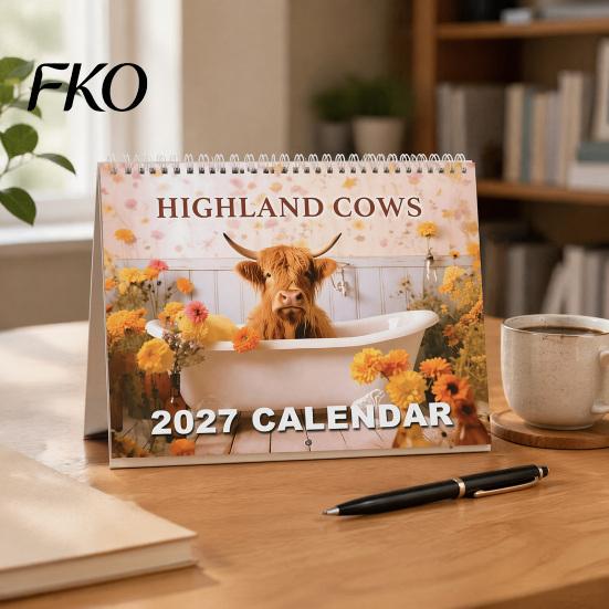 Traditional Style Calendar 2027 Wall Calendar, Decorative Monthly Planner with Metal Twin-Wire Binding for Professional Office Supplies Easy