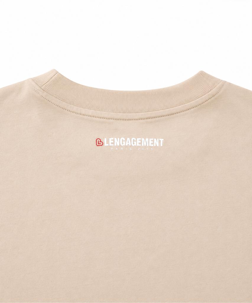 LENGAGEMENT Футболка с коротким рукавом, свободного кроя, с маленьким сердцем, из модала [Бежевый]