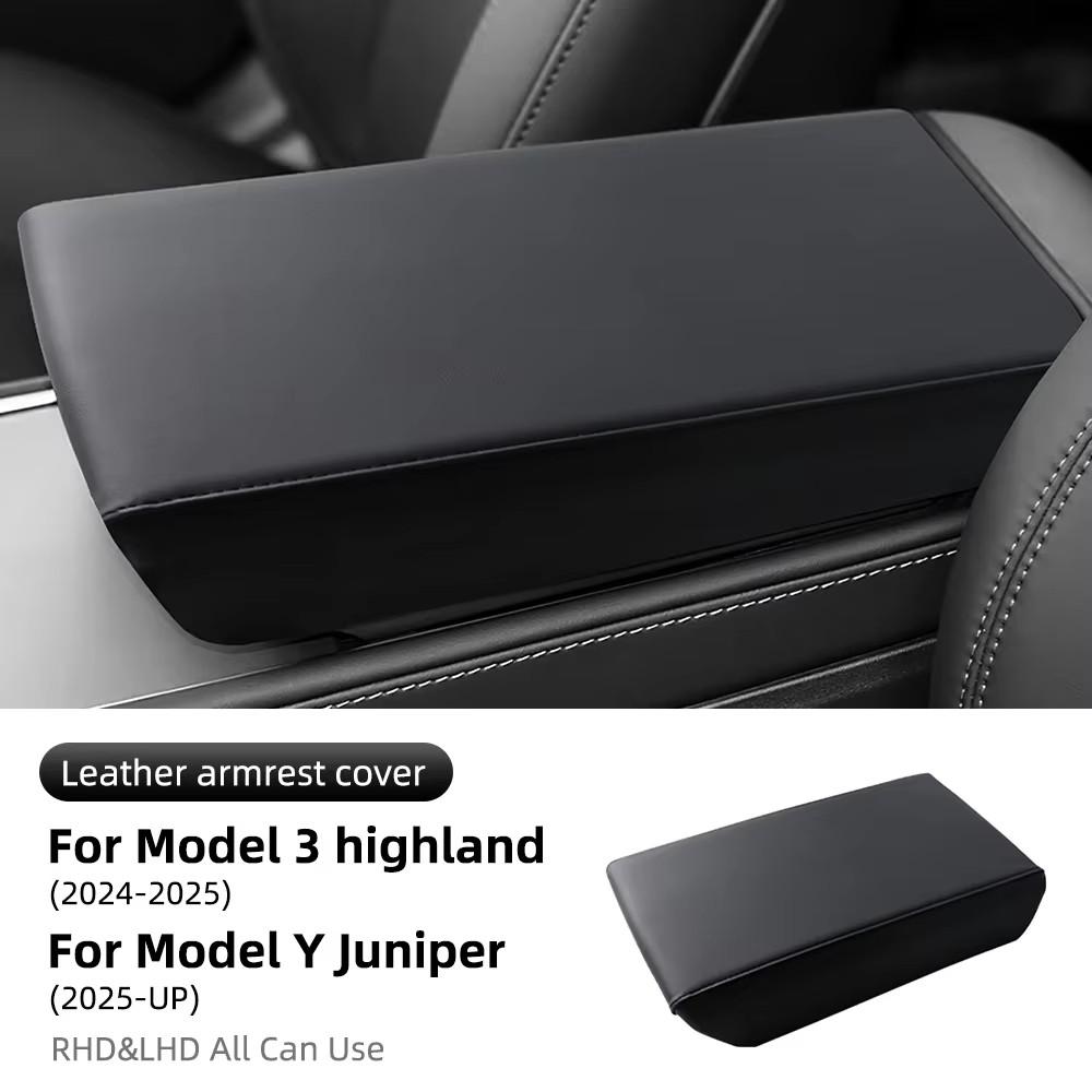 Leather Armrest Box Protective ABS Cover for Tesla Highland 2025 Juniper 2025 Arm Rest Interior Lid Accessories