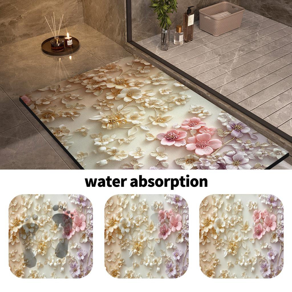 Коврик для ванной комнаты с цветком, нескользящие коврики для ног, впитывающие, быстросохнущие, коврики для душа, коврики для туалета, коврики для двери, моющиеся