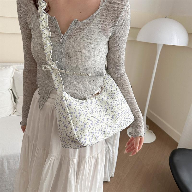 Большая вместительная сумка через плечо, женская летняя популярная сумка с цветочным принтом, универсальная плиссированная сумка-тоут для поездок на работу