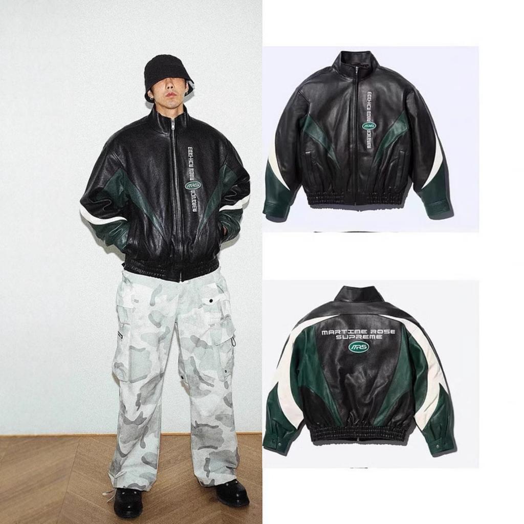 EastRogue Heavy-duty Leather Jacket with Retro Patchwork and Embroidery, Motorcycle Style, INS Couple Jacket, Outerwear