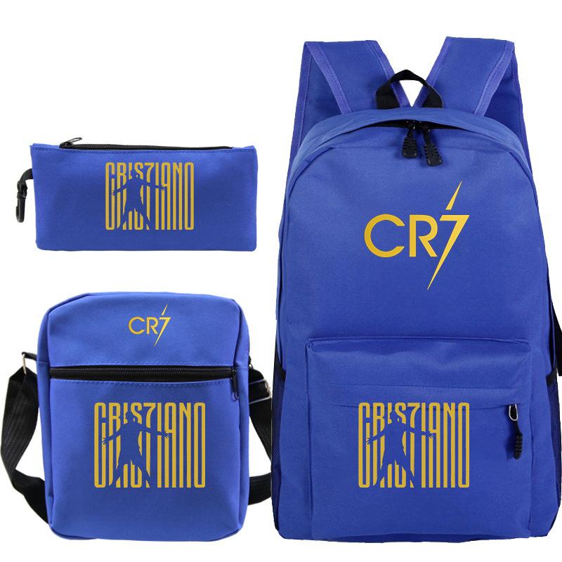 Football star Ronaldo Cr7 peripheral printing schoolbag pencil bag shoulder bag backpack three-piece set