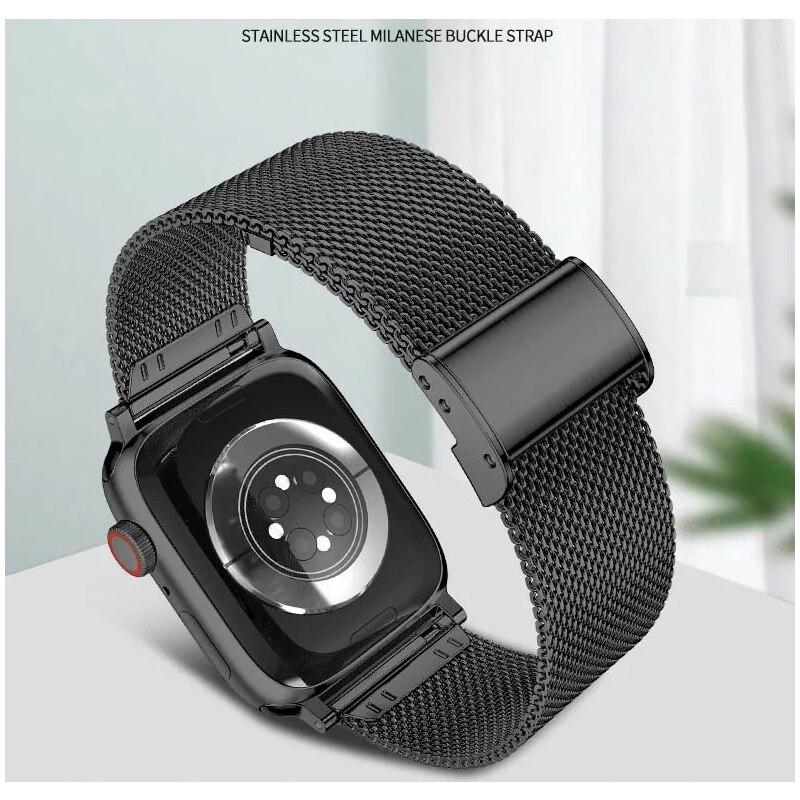 Milanese Loop Strap for Apple Watch Band 46mm 45mm 49mm 44mm 42mm 41mm Metal Stainless Steel Bracelet Iwatch 10 9 8 Ultra Correa