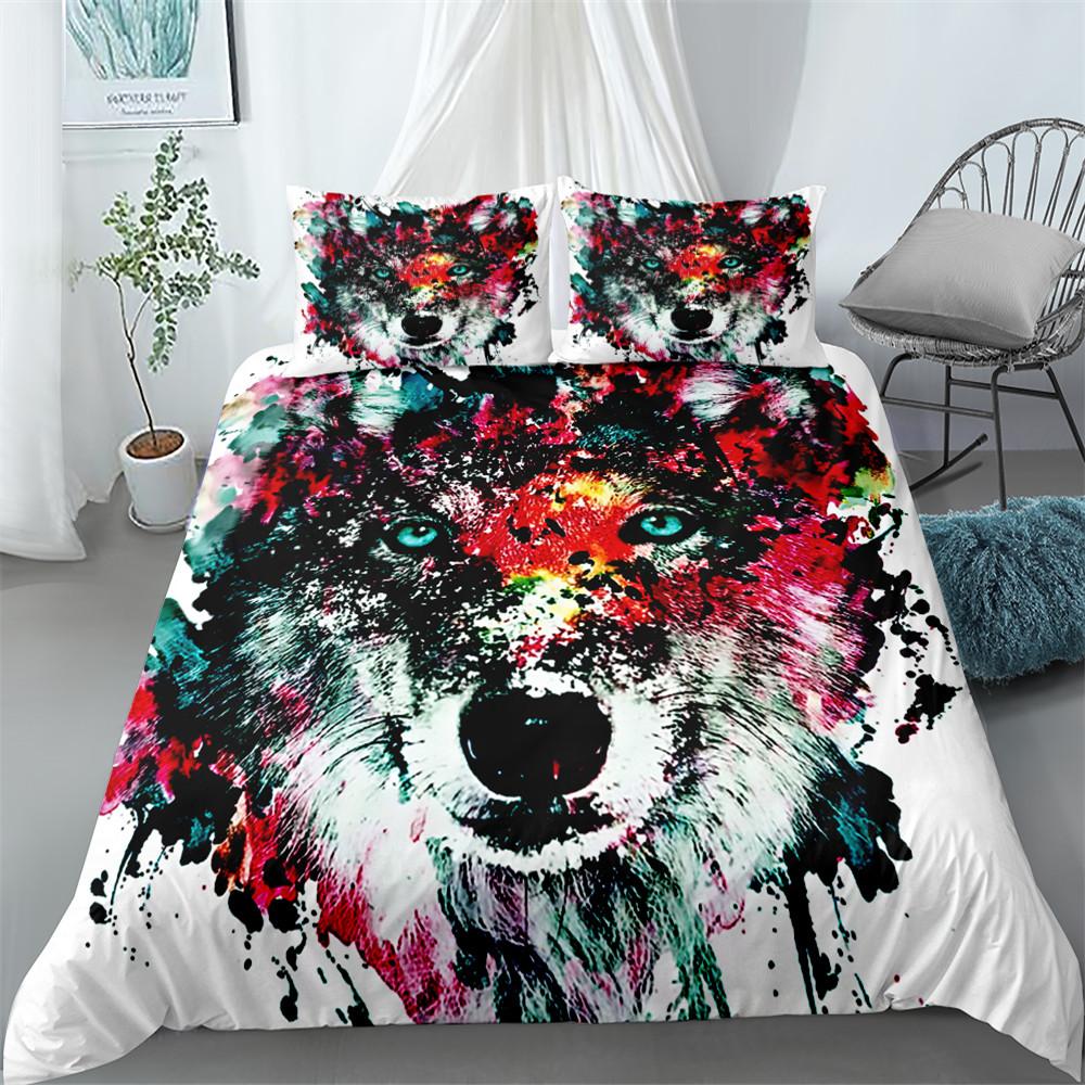 Comforter Digital Wolf Print Bedding Set - Doona & More Available In Single Twin Double Queen King & Cal King Sizes