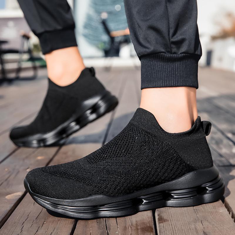 Women's Blue Black Khaki Sport Shoes Men Casual Lightweight Slip on Walking Socks Shoes Couple Jogging Sneakers
