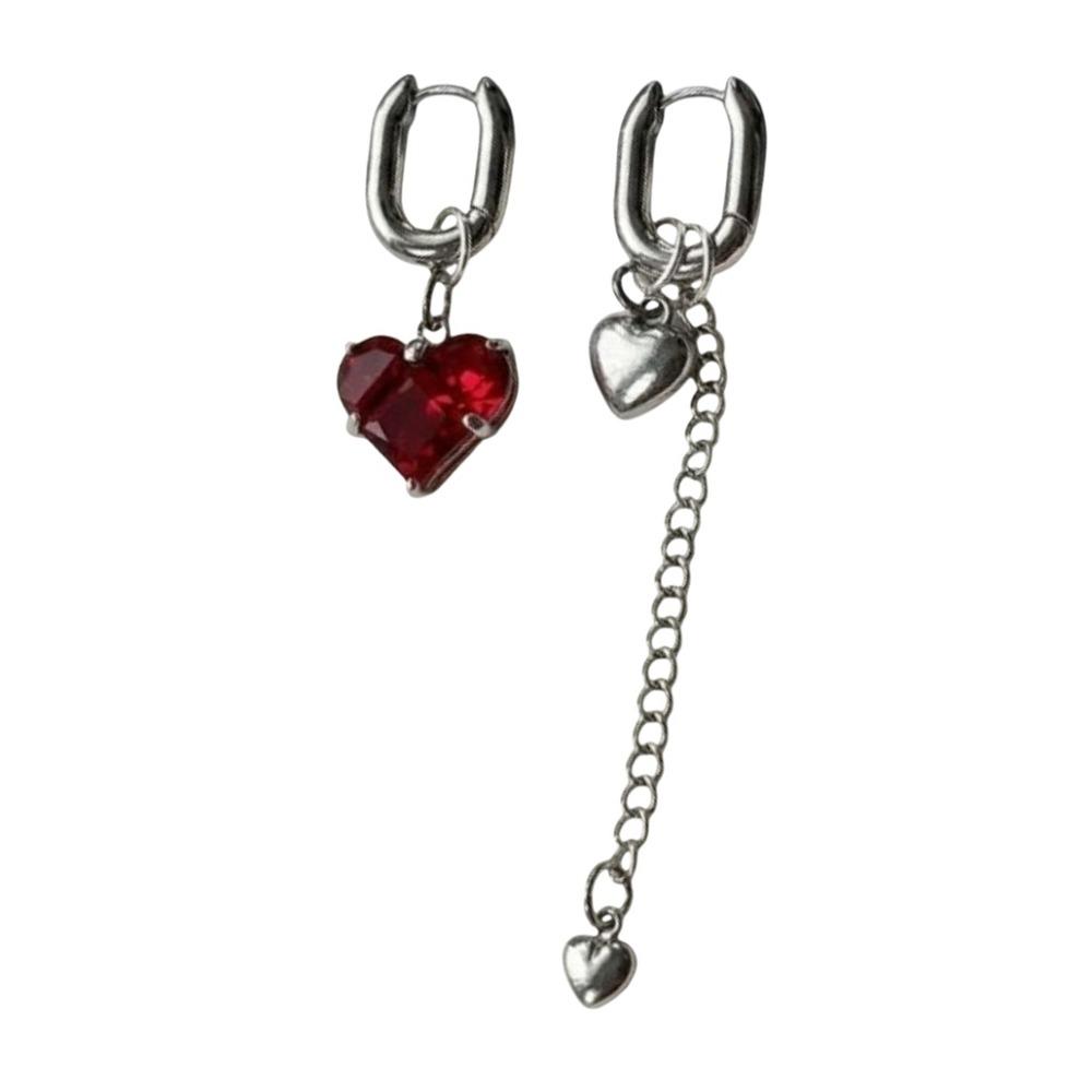 Y2K Asymmetric earrings Tassel Design Long Pendant Earrings Temperament Zircon Hoop Earrings Gift