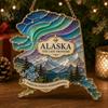 Indoor Outdoor Xmas Hanging Ornaments State Heritage Christmas Ornaments, Acrylic Sea Glass America States Tree Pendant Decoration for Tree,