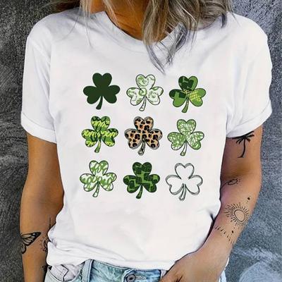 Модная женская футболка с принтом Lucky Grass Cup Frog, забавная повседневная футболка с круглым вырезом и короткими рукавами, летняя женская футболка