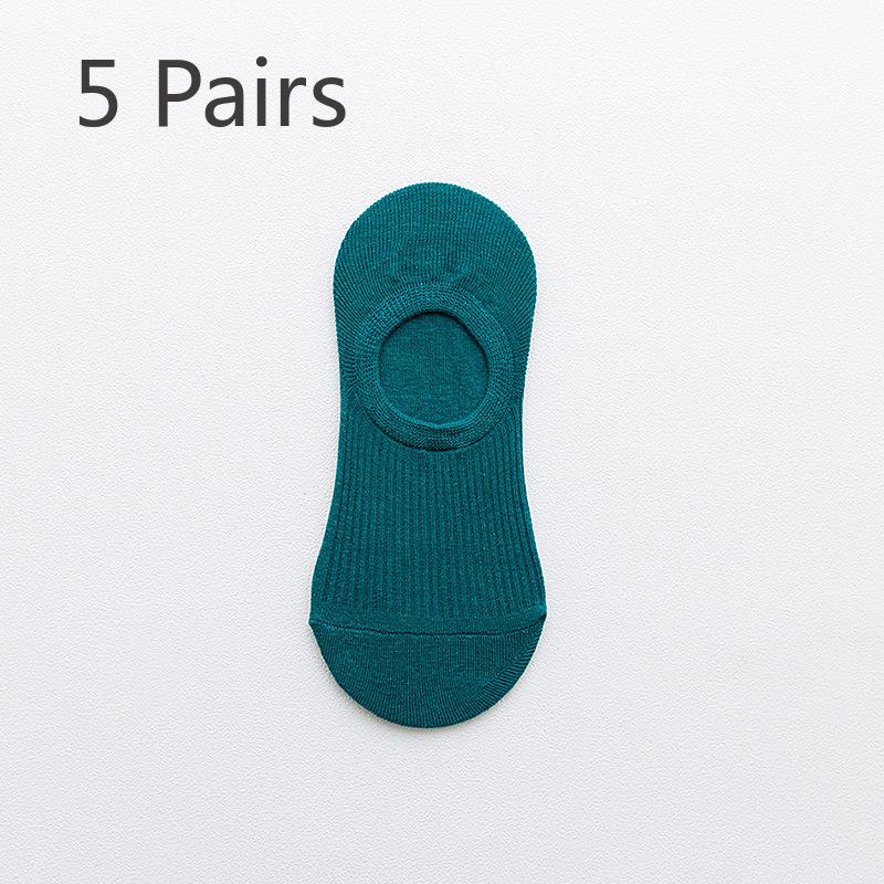5 пар женских весенних и летних невидимых силиконовых нескользящих носков-лодочек с небольшим горлом