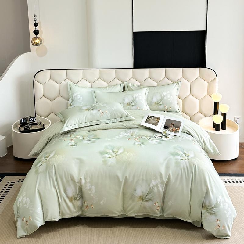 Sleep grid 60 count all cotton, pure cotton, thickened long staple cotton, digital printed four piece set