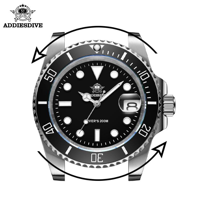 ADDIESDIVE NEW Luxury Men’s Quartz Watch 200M Diver Watch BGW9 Super Luminous Ceramic Bezel Stainless Steel Business Wristwatch