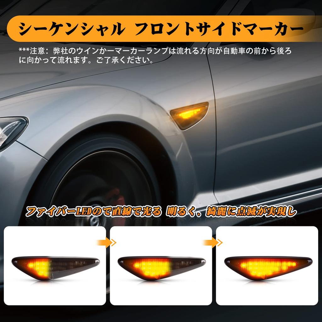 Светодиодный указатель поворота POPMOTORZ, Светодиодное волокно, Динамический свет, Последовательный, Передний боковой габаритный фонарь,