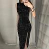 Women Sequin Shiny Bodycon Sleeveless Long Dress Party Evening Wedding Formal Package Hip