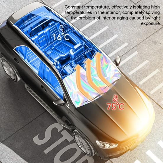 Car Windshield Sun Shade UV-Resistant Universal Fit Simple Installation Foldable Sunshade Reflective Sun Visor Shade