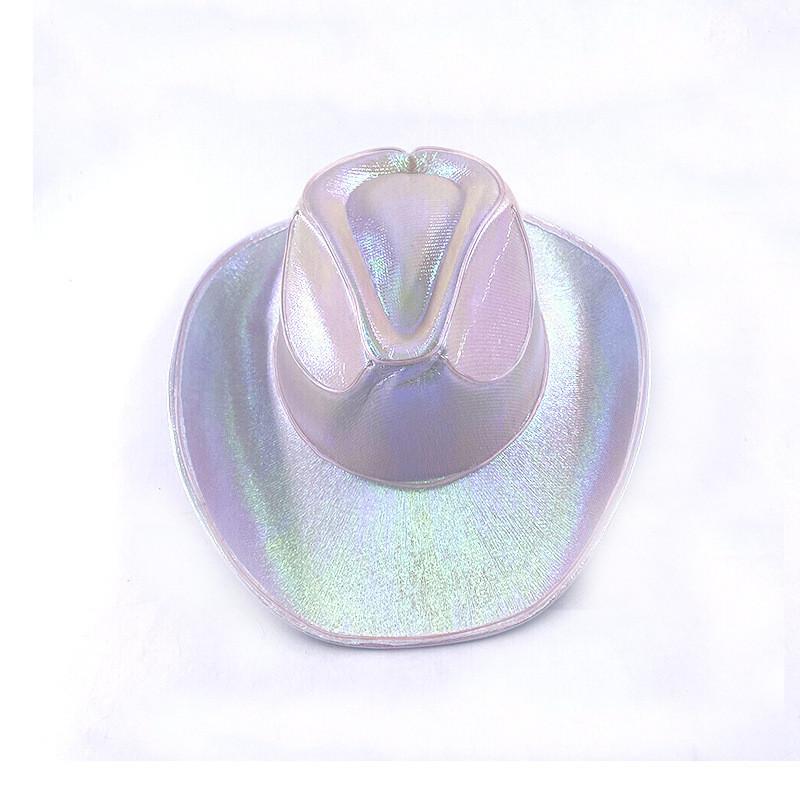 Eye-catching Sparkling Silver Pink Light-up Jazz Hat For Festivals And Holidays