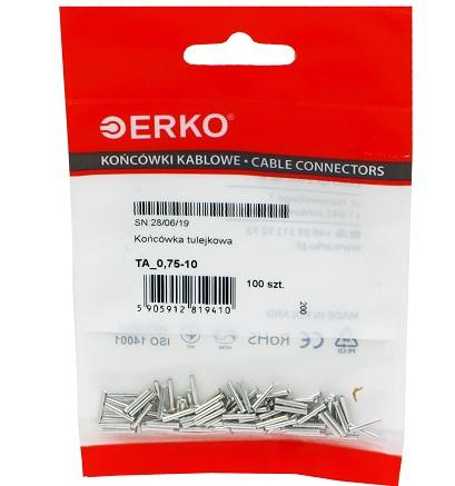 Końcówka tulejkowa nieizolow TA 0,75/10ERKO 100szt