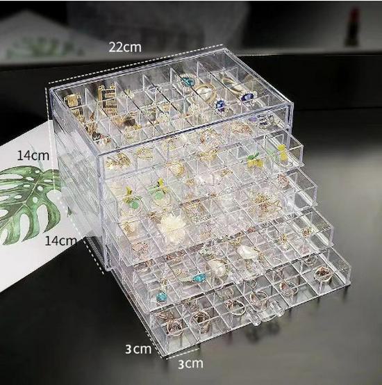 Прозрачная настольная шкатулка для хранения украшений с ящиками для сережек, колец, ожерелий, предметов дизайна ногтей и многого другого