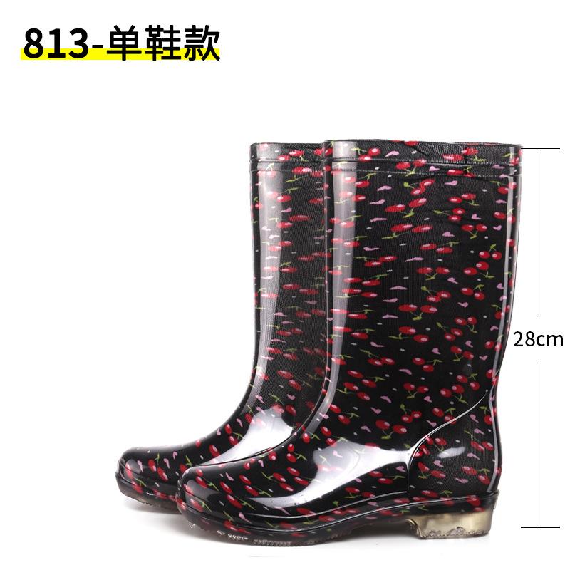 Fashion rain shoes waterproof shoes high tube velvet cotton rain boots cover shoes water boots female adult fashion non-slip warm winter
