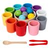 10 Color Balls In Cups Montessori Wooden Sorting Matching Toys Children Toddler