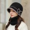 Women's Large Brim Solid Color Bucket Hat - Warm Knit Wool Fisherman Style for Autumn and Winter