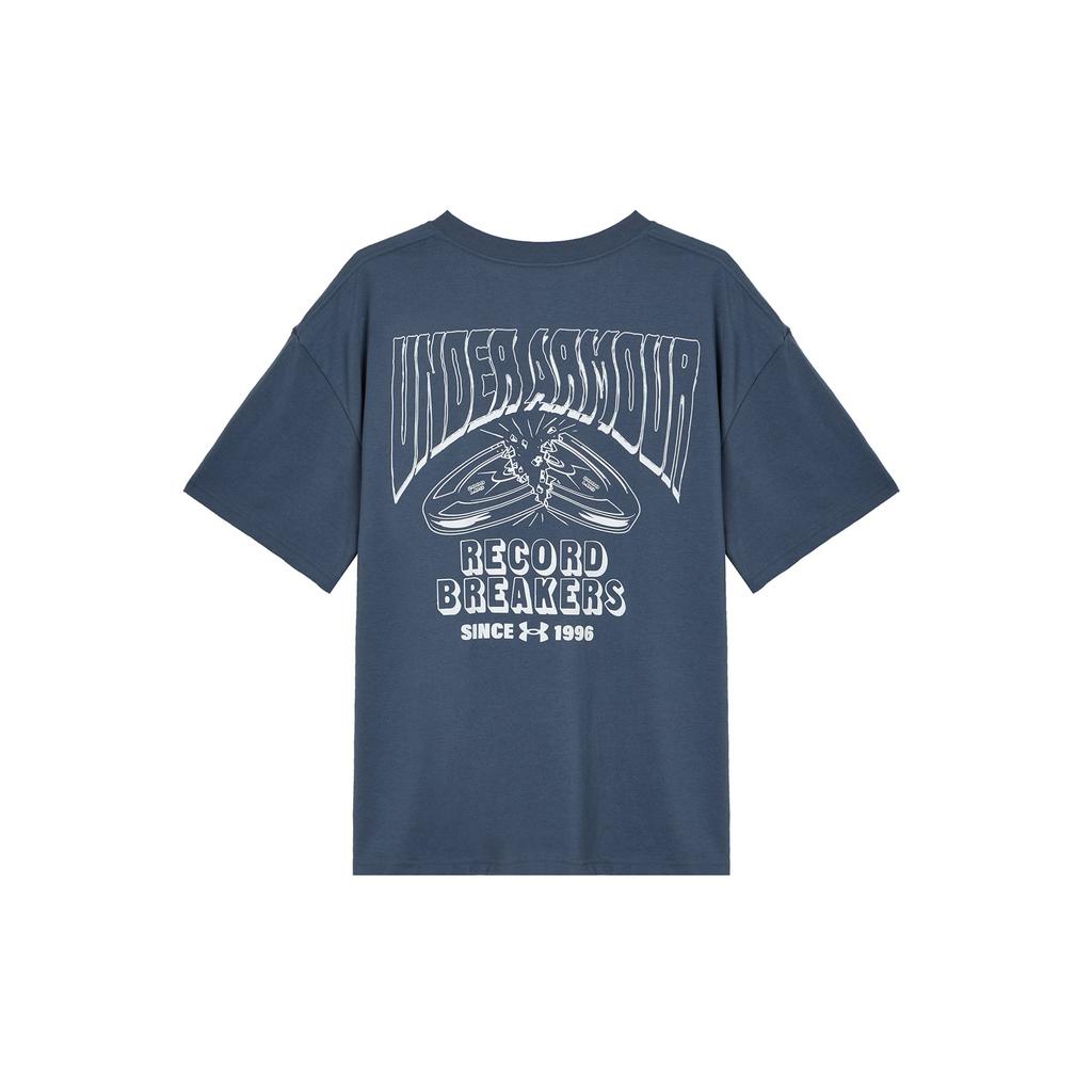 Under Armour Футболка свободного покроя с коротким рукавом и принтом букв, мужская, синяя, 1382857-044