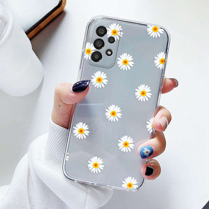 Чехол для телефона Samsung A53 5G A33 Цветочный силиконовый чехол для Samsung Galaxy A73 Fundas Coque Прозрачный мягкий Capas Цветочный ТПУ