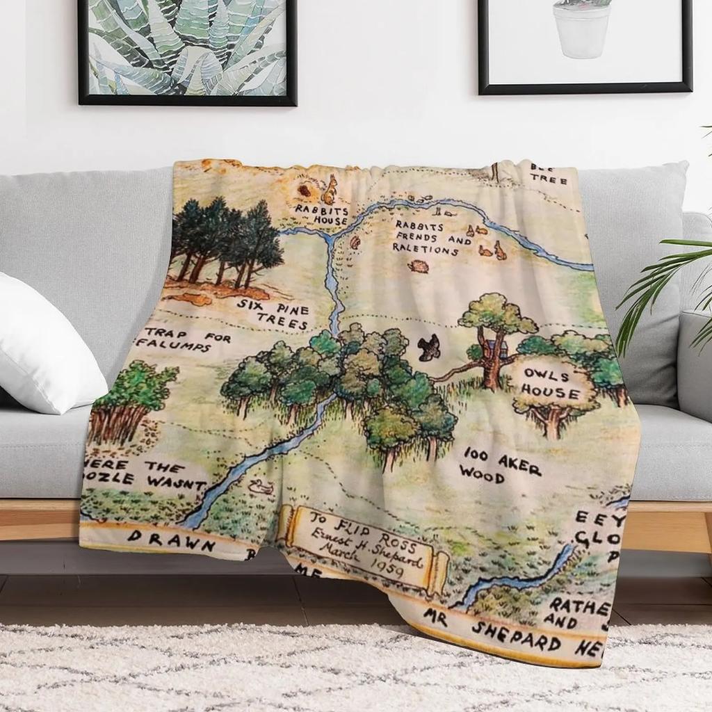 100 Acre Wood map Throw Blanket Lightweight Cozy Blanket for Bed Sofa