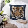 Tiger Face Square Pillowcase Polyester Linen Velvet Printed Zip Decor Room Cushion Cover